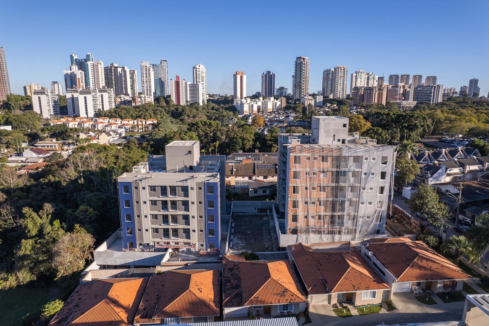 Foto aérea da obra do Yes Ecoville