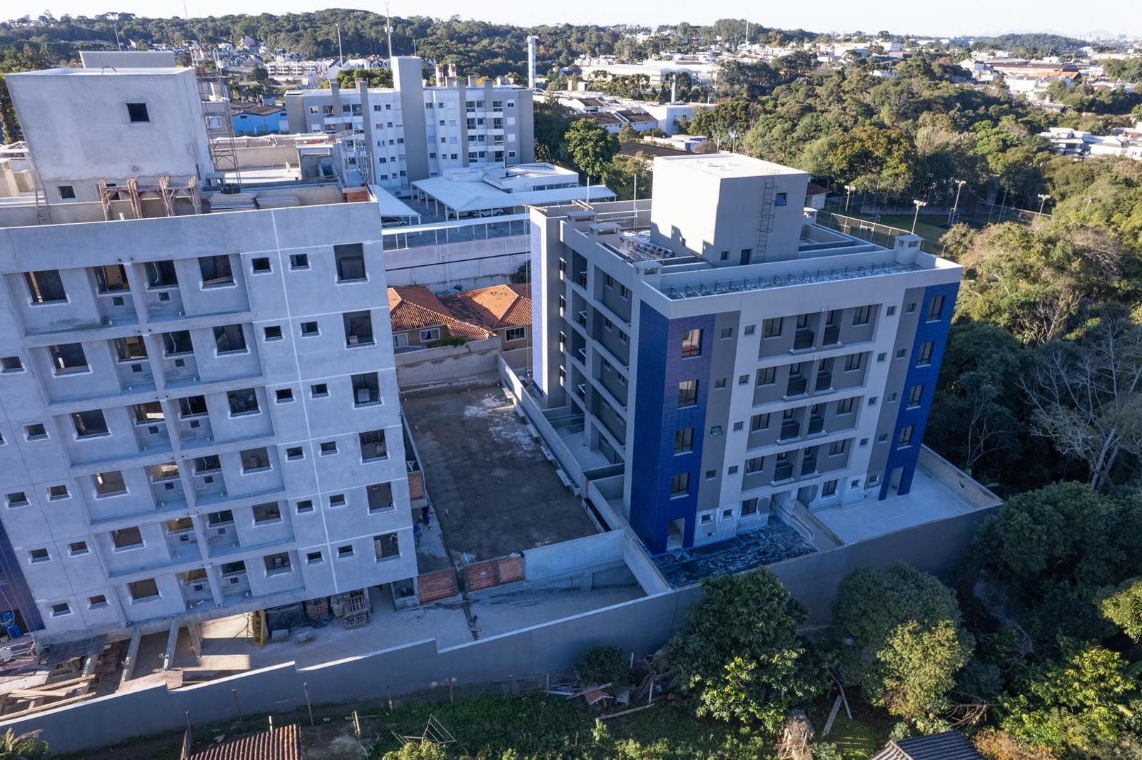 Foto aérea da obra do Yes Ecoville